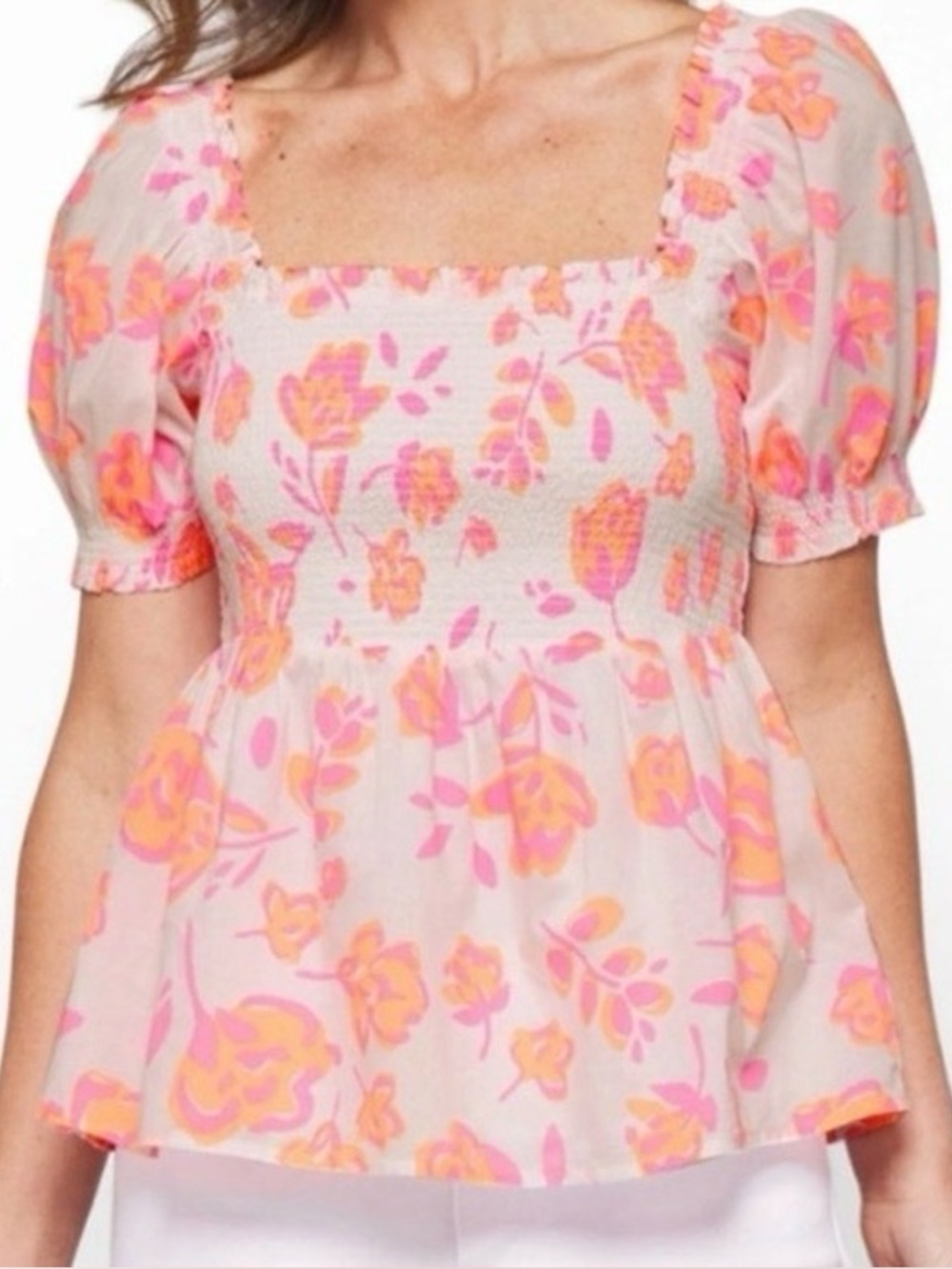 NWT Vineyard Vines Floral Pink and Orange Women's Top